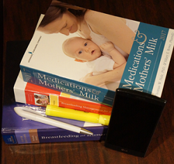Stack of lactation books