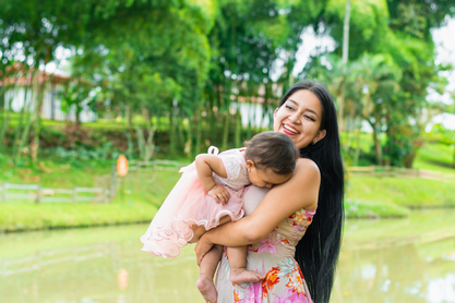 Parent holding child