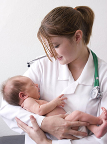 Female doc and baby