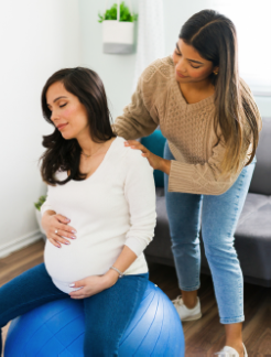 Doula working with a client